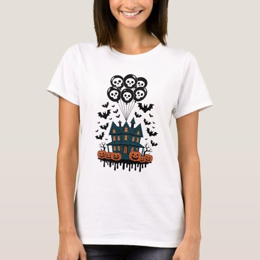 Spooky Halloween Gothic - Haunted House T-shirt (Voorkant)