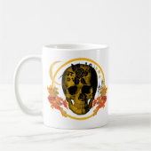 Spooky Halloween gouden schedel met zwart Roos Koffiemok (Links)