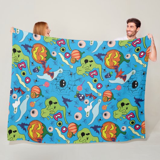 Spooky Halloween Graphic Collectie Fleece Deken (In situ)