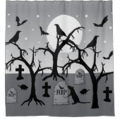 Spooky Halloween Graveyard Cemetery Tombstenen Douchegordijn (Voorkant)
