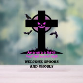 Spooky Halloween Graveyard Cross Acryl Bord (Neutraal)