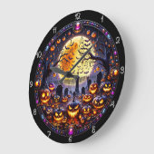 Spooky Halloween Graveyard Jack-o'-Lanterns Grote Klok (Hoek)