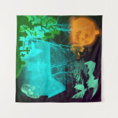 Spooky Halloween Graveyard Wandkleed (Voorkant (horizontaal))