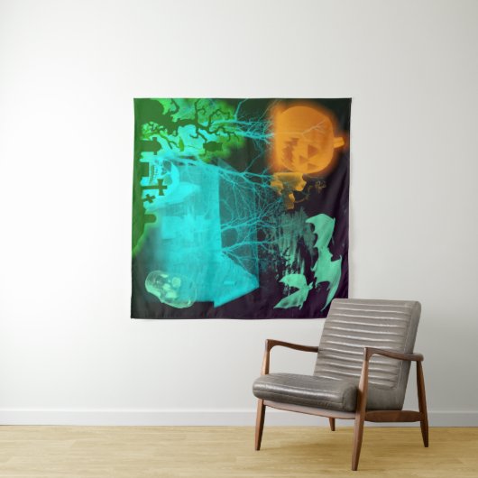 Spooky Halloween Graveyard Wandkleed (In Situ (horizontaal))