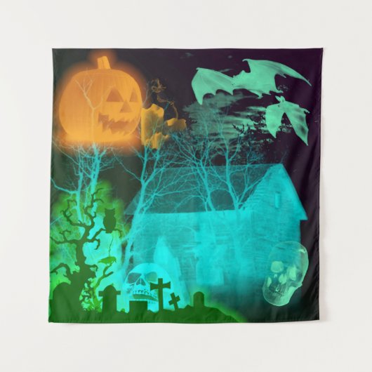 Spooky Halloween Graveyard Wandkleed (Voorkant)