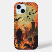 Spooky Halloween Graveyard Zombie Raven Skeleton Case-Mate iPhone Case (Achterkant)