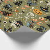 Spooky Halloween Green Cadeaupapier (Hoek)