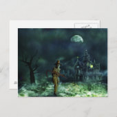 Spooky Halloween Grim Reaper en Haunted House Briefkaart (Voorkant / Achterkant)