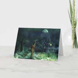 Spooky Halloween Grim Reaper en Haunted House Kaart