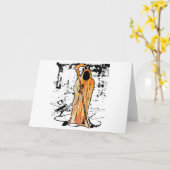 Spooky Halloween Grim Reaper of Death Kaart (Gele Bloem)