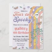 Spooky Halloween Groovy Rainbow 4e verjaardagsfees Kaart (Voorkant)
