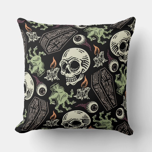 Spooky Halloween grunge Skull ontwerp Kussen (Voorkant)