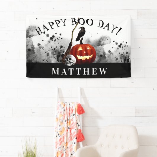 Spooky Halloween Happy Boo Day Verjaardag Spandoek (Insitu)