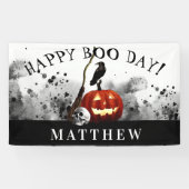 Spooky Halloween Happy Boo Day Verjaardag Spandoek (Horizontaal)