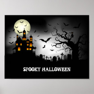 Spooky Halloween hauned house Poster