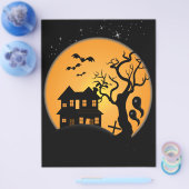 spooky halloween hauning house scene vector flyer (Enkel)