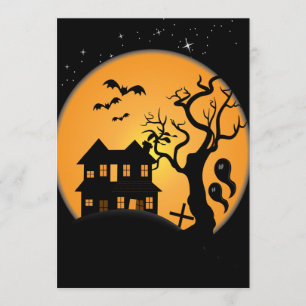 spooky halloween hauning house scene vector kaart