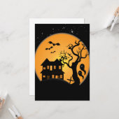 spooky halloween hauning house scene vector kaart (Voorkant / Achterkant in situ)