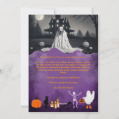 Spooky Halloween Haunted House 2 foto's Feestdagenkaart (Achterkant)
