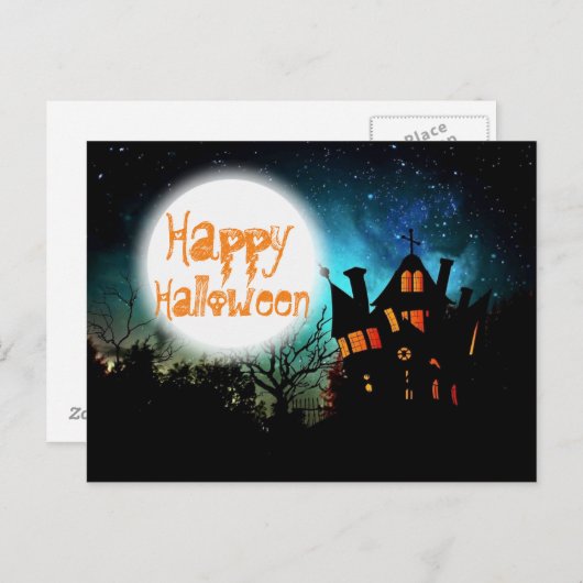 Spooky Halloween Haunted House Briefkaart (Voorkant / Achterkant)