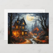 Spooky Halloween Haunted House Briefkaart (Voorkant / Achterkant)