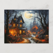 Spooky Halloween Haunted House Briefkaart (Voorkant)