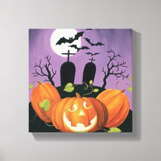 Spooky Halloween Haunted House Canvas Afdruk (Voorkant)