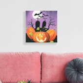 Spooky Halloween Haunted House Canvas Afdruk (Insitu (Woonkamer))