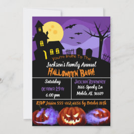 Spooky Halloween Haunted House en Pumpkin Kaart