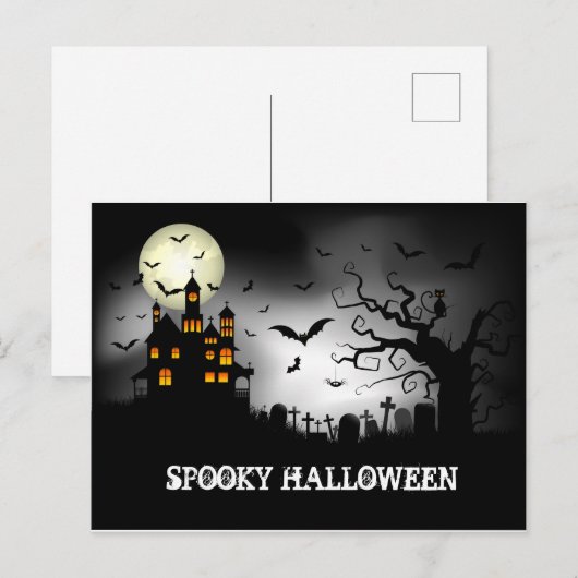 Spooky Halloween Haunted House Feestdagenkaart (Voorkant / Achterkant)