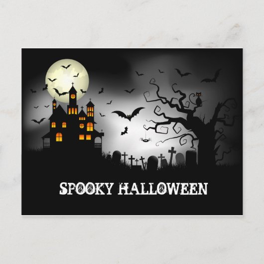 Spooky Halloween Haunted House Feestdagenkaart (Voorkant)