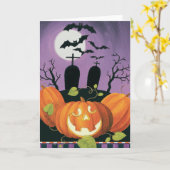 Spooky Halloween Haunted House Kaart (Gele Bloem)