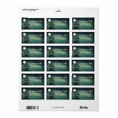 Spooky Halloween Haunted House Moon Etiket (Full Sheet)