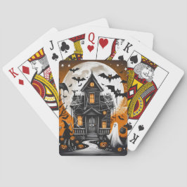 Spooky Halloween Haunted House Pokerkaarten