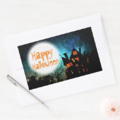 Spooky Halloween Haunted House Rechthoekige Sticker (Envelop)