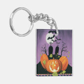 Spooky Halloween Haunted House Sleutelhanger (Voorkant Links)