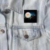 Spooky Halloween Haunted House Vierkante Button 5,1 Cm (In situ)