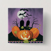 Spooky Halloween Haunted House Vierkante Button 5,1 Cm (Voorkant)