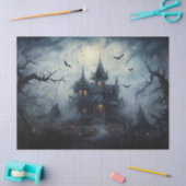 Spooky Halloween Haunted House voor Decoupage Tissuepapier (Craft)