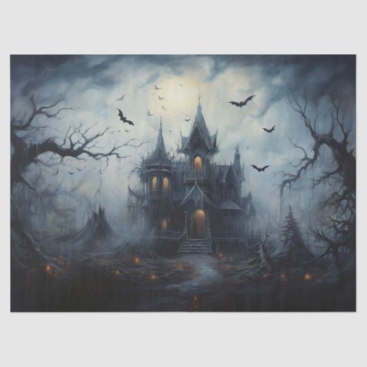 Spooky Halloween Haunted House voor Decoupage Tissuepapier (Voorkant)