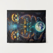 Spooky Halloween Haunted House Wandkleed (Voorkant (horizontaal))