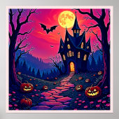 Spooky Halloween Haunted Mansion Art Poster (Voorkant)