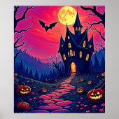 Spooky Halloween Haunted Mansion Art Poster (Voorkant)