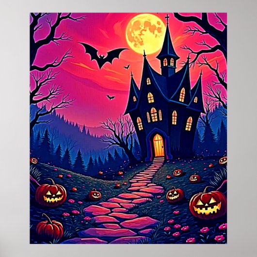 Spooky Halloween Haunted Mansion Art Poster (Voorkant)