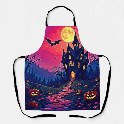 Spooky Halloween Haunted Mansion Art Schort (Voorkant)