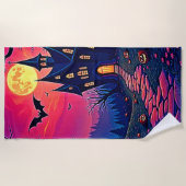 Spooky Halloween Haunted Mansion Art Strandlaken (Voorkant)