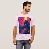 Spooky Halloween Haunted Mansion Art T-shirt (Voorkant volledig)