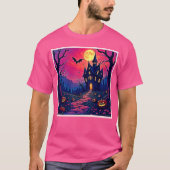 Spooky Halloween Haunted Mansion Art T-shirt (Voorkant)