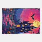 Spooky Halloween Haunted Mansion Art Theedoek (Horizontaal)