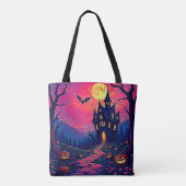 Spooky Halloween Haunted Mansion Art Tote Bag (Achterkant)